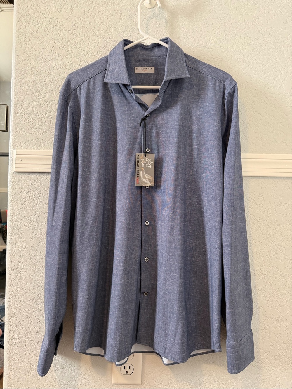 Ghirardelli Men's Heathered Navy Dress Shirt